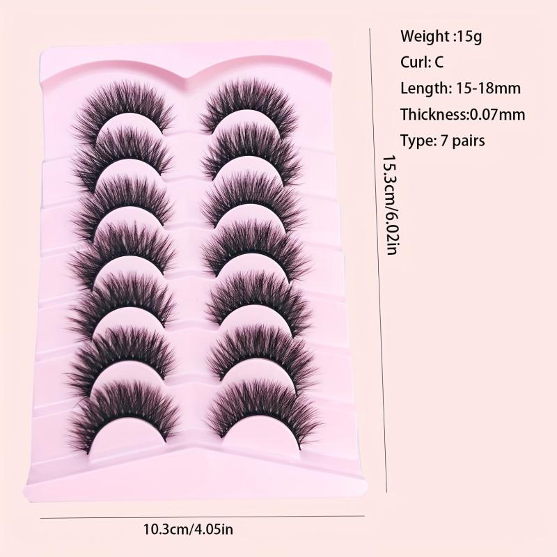 7 Pairs Faux Mink Fluffy False Eyelashes Natural Look C Curling