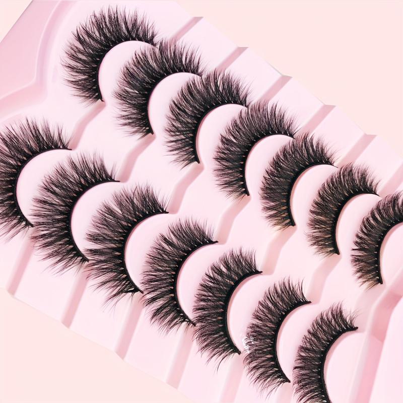 7 Pairs Faux Mink Fluffy False Eyelashes Natural Look C Curling