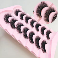 7 Pairs Faux Mink Fluffy False Eyelashes Natural Look C Curling