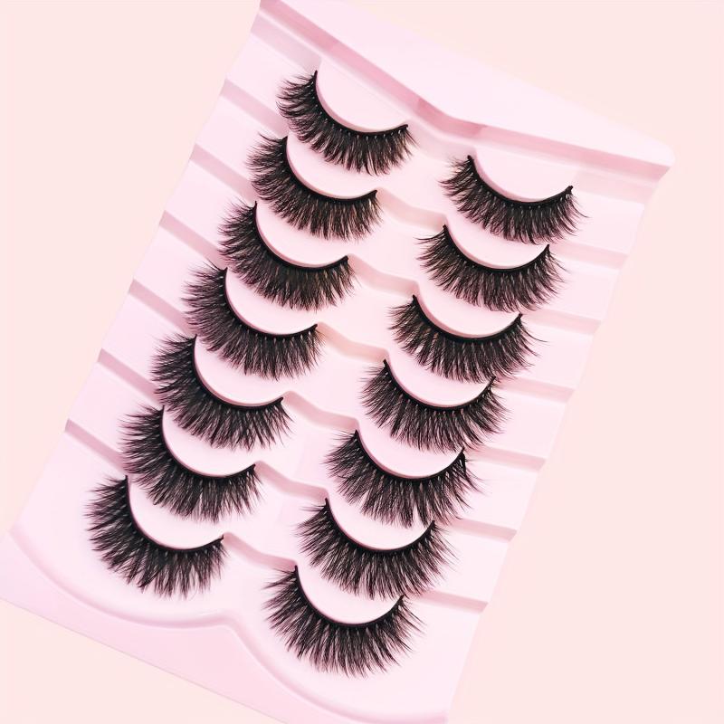 7 Pairs Faux Mink Fluffy False Eyelashes Natural Look C Curling