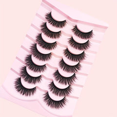 7 Pairs Faux Mink Fluffy False Eyelashes Natural Look C Curling