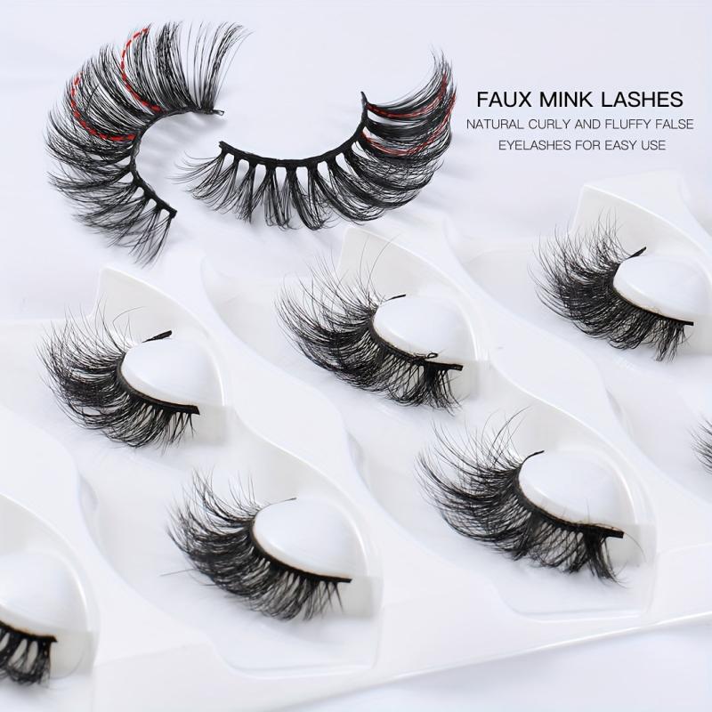 5 Pcs Crossed Faux Mink Hair False Eyelashes