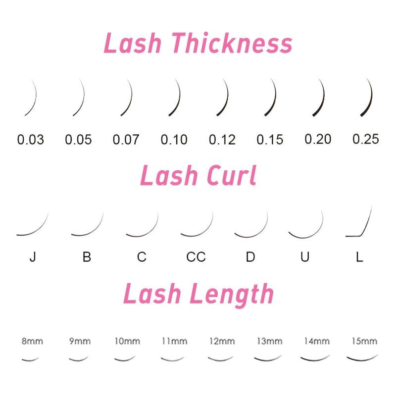 12mm Individual Lashes 0.1mm C Curl Long False Eyelashes