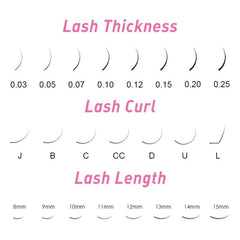 12mm Individual Lashes 0.1mm C Curl Long False Eyelashes