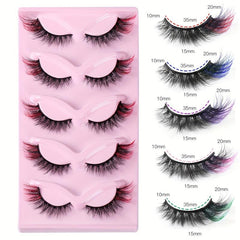 5 Pairs 3D Cat Eye Lashes Winged Fluffy Manga Lashes Natural Curly Long