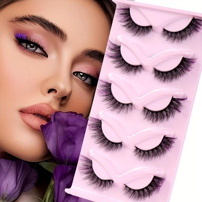 5 Pairs 3D Cat Eye Lashes Winged Fluffy Manga Lashes Natural Curly Long