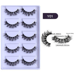 5 Pairs Natural Cross Layer Thick Faux Mink Hair Short Fluffy Eyelashes