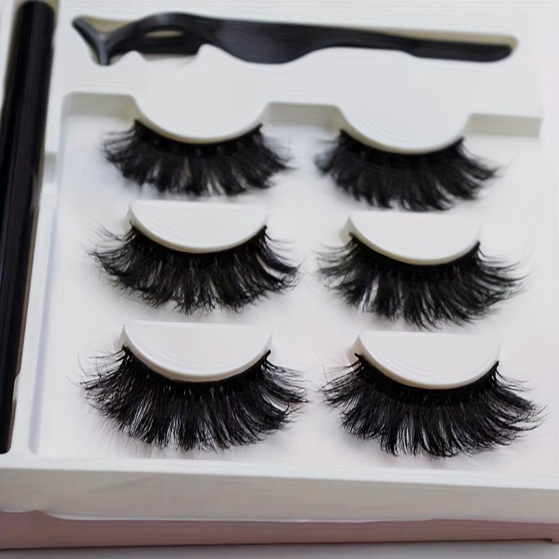 3 Pairs Magnetic Eyeliner & Mink False Eyelashes Set