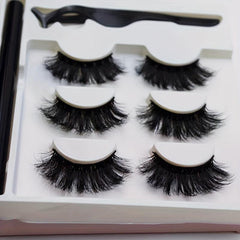 3 Pairs Magnetic Eyeliner & Mink False Eyelashes Set