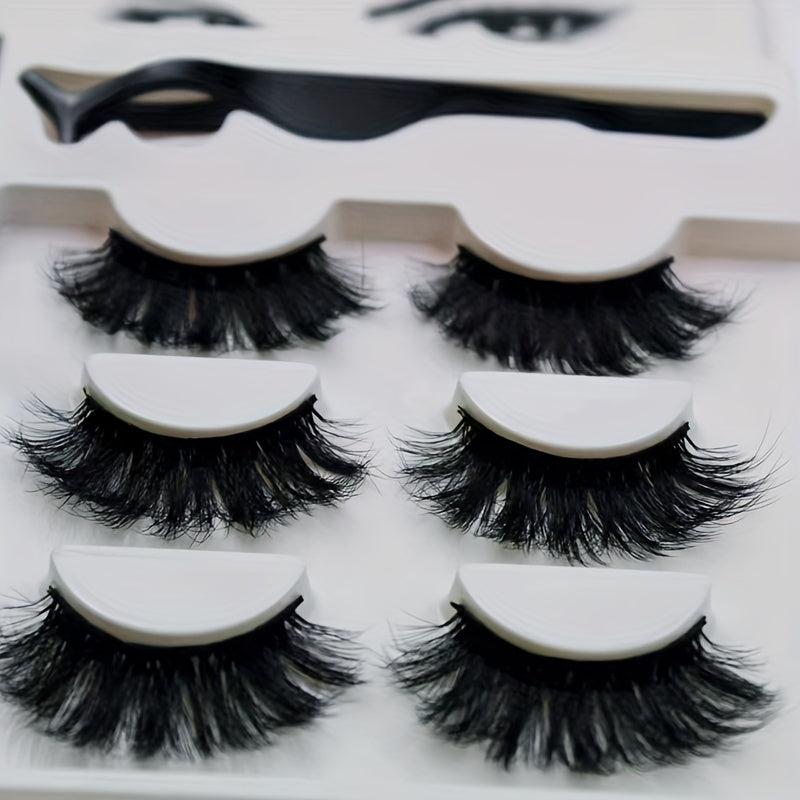 3 Pairs Magnetic Eyeliner & Mink False Eyelashes Set