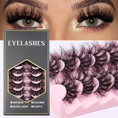 10 Pairs Thick Curling Messy Faux Mink False Eyelashes
