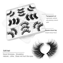 10 Pairs Natural 3D Fluffy False Eyelashes Thick Curling Easy Wear