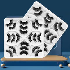 10 Pairs Natural 3D Fluffy False Eyelashes Thick Curling Easy Wear