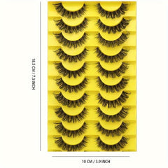 10 Pairs Faux Mink False Eyelashes Fluffy Dramatic Volume Long Makeup