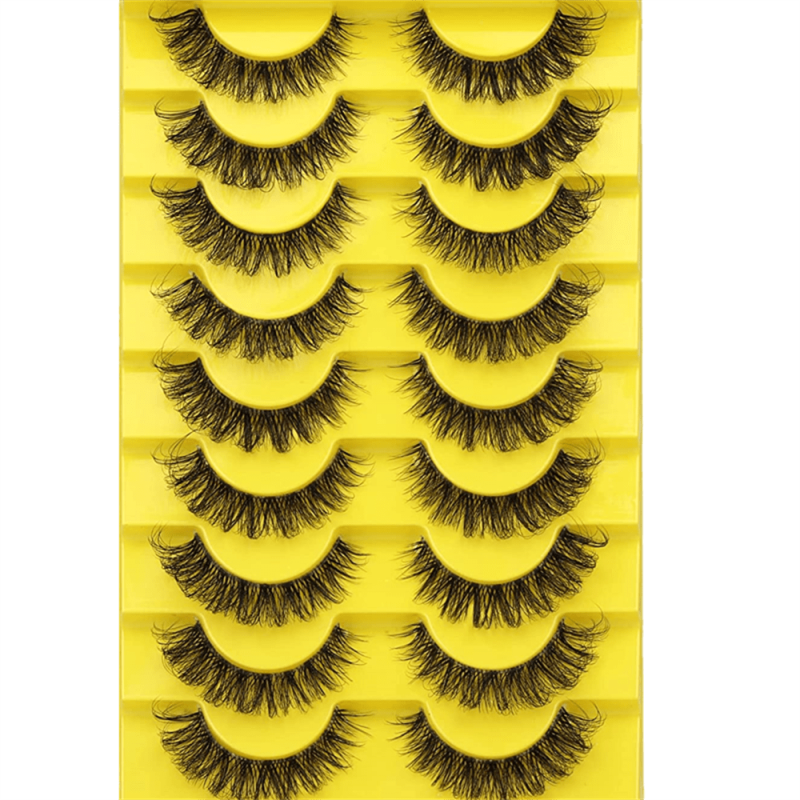 10 Pairs Faux Mink False Eyelashes Fluffy Dramatic Volume Long Makeup
