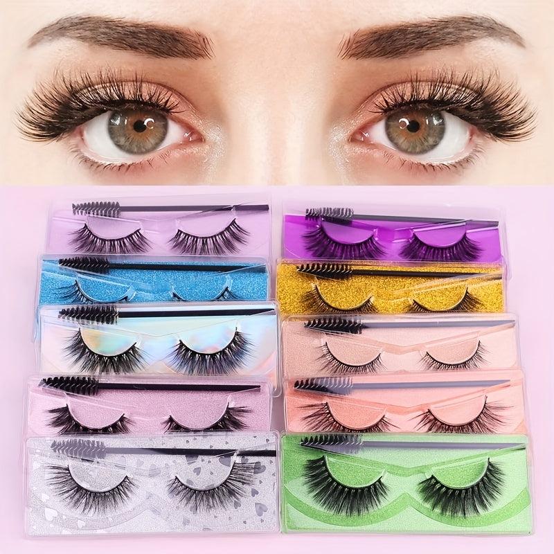 10 Pairs 3D Thick Faux Mink False Eyelashes Natural Slender Eyelashes