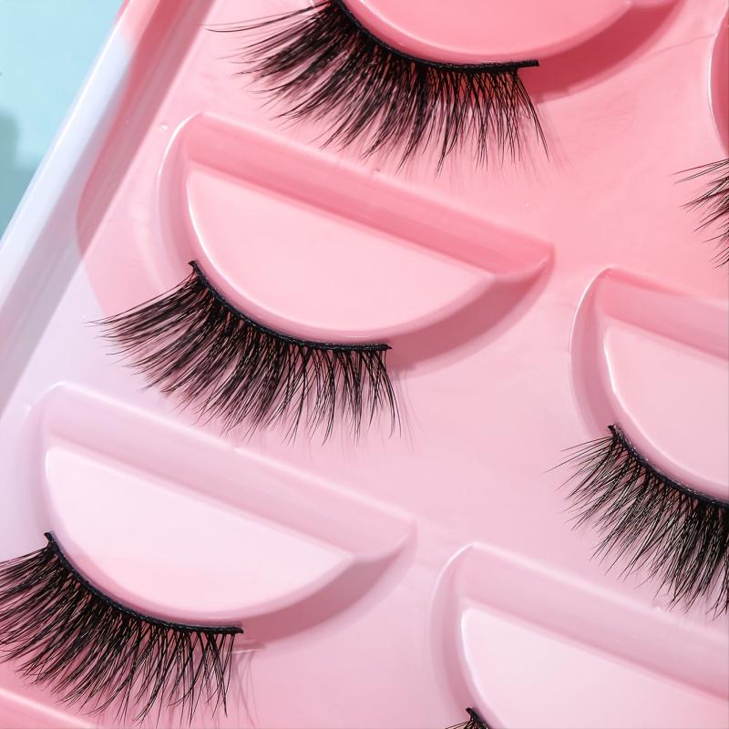 5 Pairs Half Lashes Winged End Eye Elongated Eyelashes