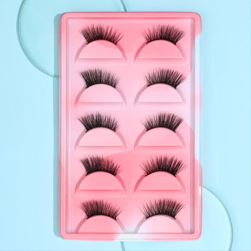 5 Pairs Half Lashes Winged End Eye Elongated Eyelashes