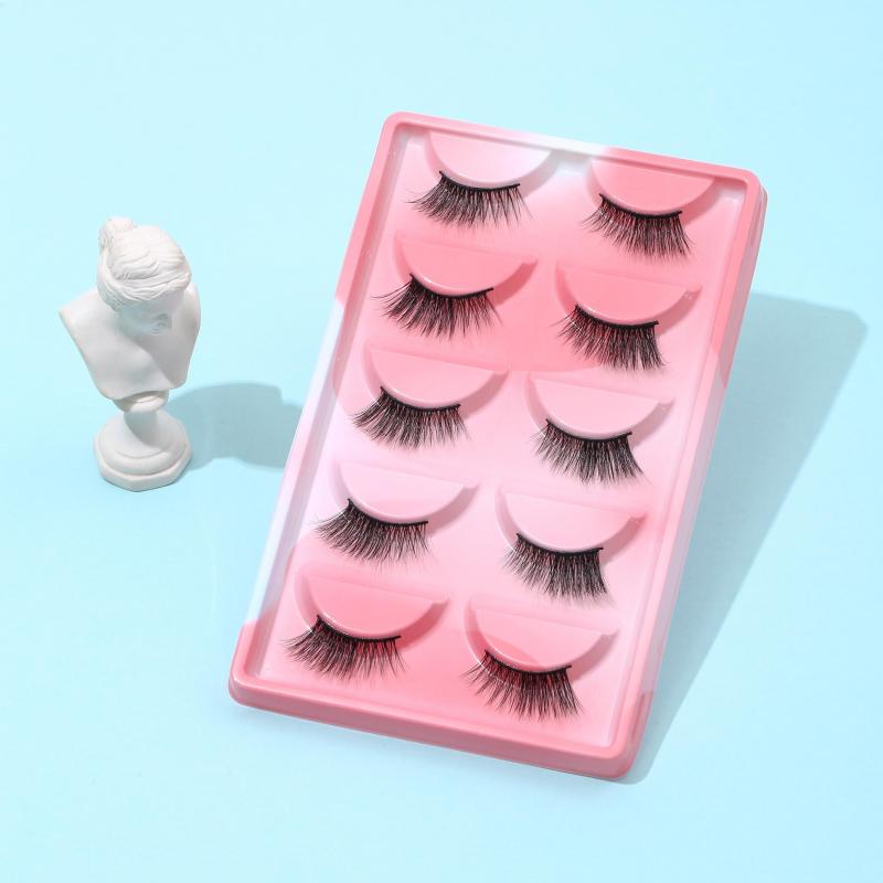 5 Pairs Half Lashes Winged End Eye Elongated Eyelashes