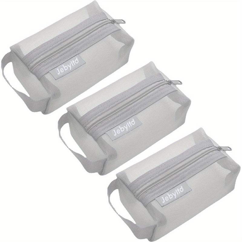 3pcs Portable Mesh Storage Bags Cosmetic Toiletry Bag for Daily & Travel