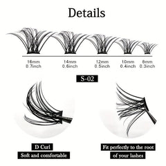 100pcs 8-16mm Mix D Curl Cluster Lashes Individual Lashes Lash Extensions