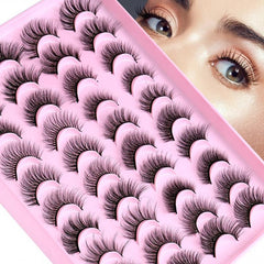 20 Pairs Mixed Style False Eyelashes Fluffy Wispy Natural Look Synthetic Lashes