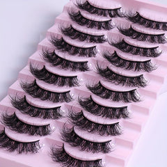 10 Pairs Curly 3D Natural Volume Thick Long False Eyelashes Extension