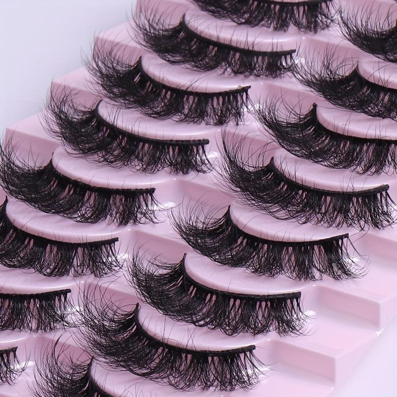 10 Pairs Curly 3D Natural Volume Thick Long False Eyelashes Extension