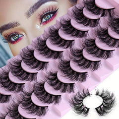 10 Pairs Curly 3D Natural Volume Thick Long False Eyelashes Extension