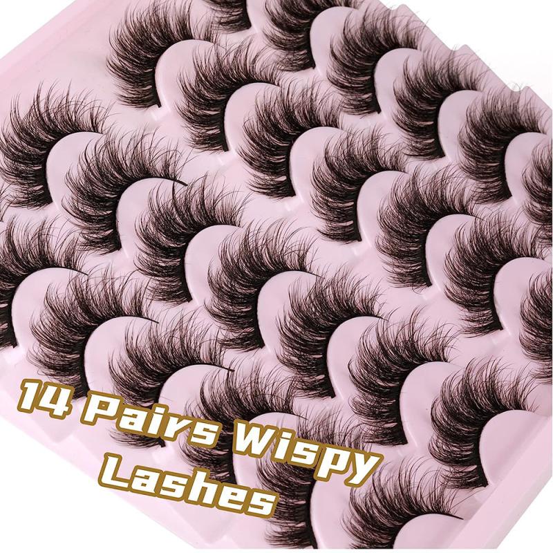 14 Pairs Wispy False Eyelashes Fluffy Mink Lashes Pack