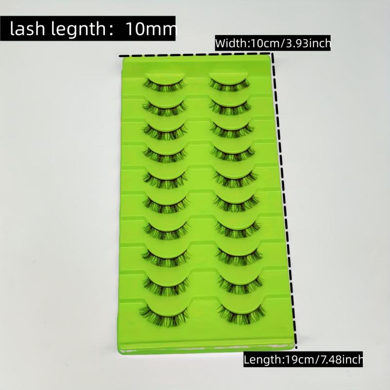 10 Pairs Pack False Eyelashes D Curl 10mm Wispy Look Easy Wear