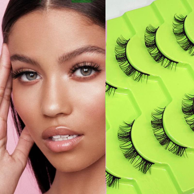 10 Pairs Pack False Eyelashes D Curl 10mm Wispy Look Easy Wear
