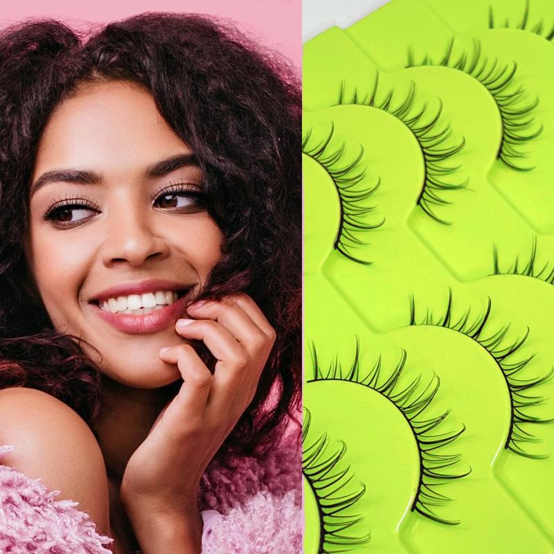 10 Pairs Pack False Eyelashes D Curl 10mm Wispy Look Easy Wear