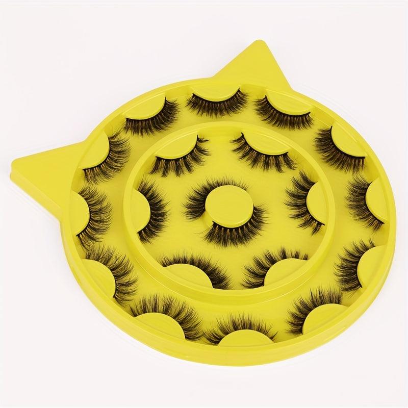 10 Pairs 3D Thick Volume False Eyelashes Cat Eye Round Face Wispy Fluffy