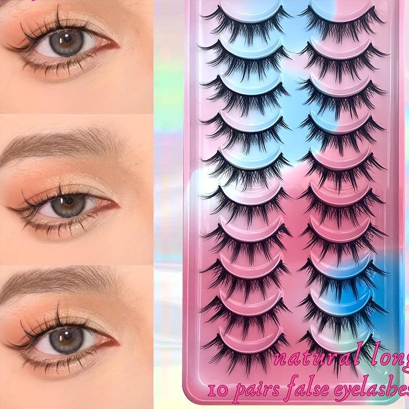 Thai False Eyelashes 10 Pairs Full Strip Lashes Curly Fluffy Kpop Style