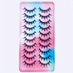 Thai False Eyelashes 10 Pairs Full Strip Lashes Curly Fluffy Kpop Style