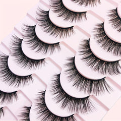 10 Pairs Faux Mink Reusable Curling Lashes Full Strip Silk Fiber Lashes