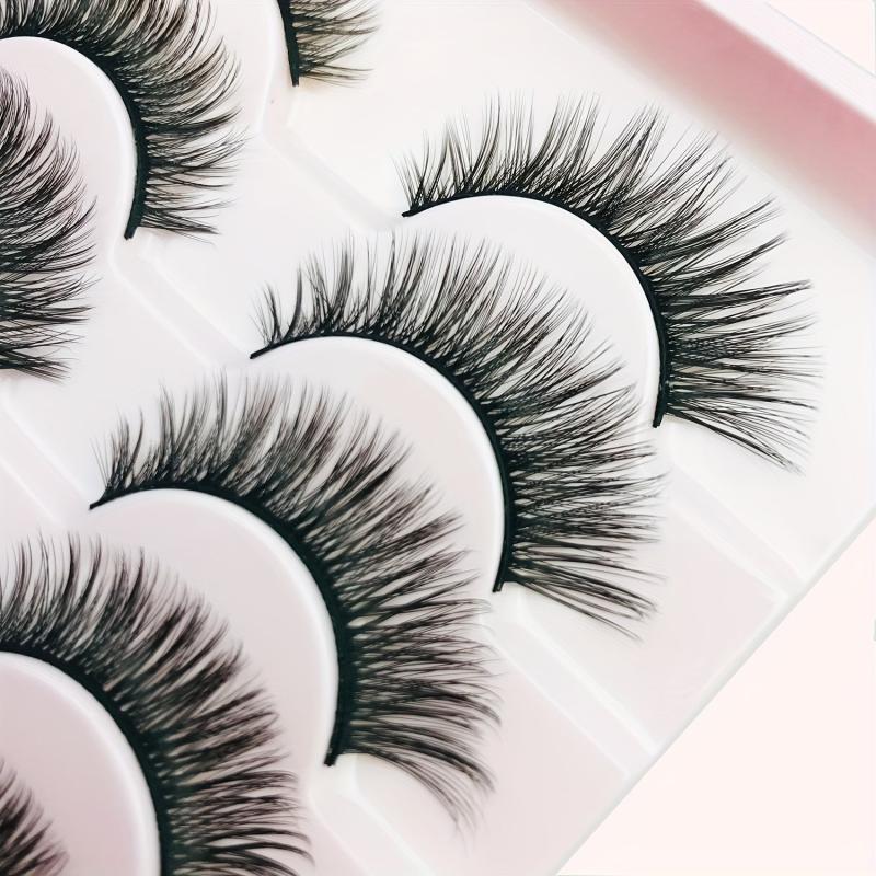 10 Pairs Faux Mink Reusable Curling Lashes Full Strip Silk Fiber Lashes