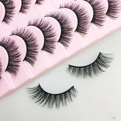 10 Pairs Faux Mink Reusable Curling Lashes Full Strip Silk Fiber Lashes