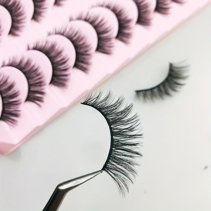 10 Pairs Faux Mink Reusable Curling Lashes Full Strip Silk Fiber Lashes