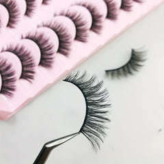 10 Pairs Faux Mink Reusable Curling Lashes Full Strip Silk Fiber Lashes