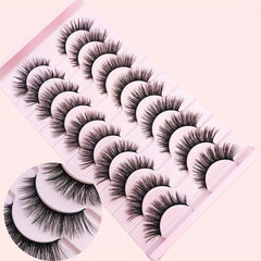 10 Pairs Faux Mink Reusable Curling Lashes Full Strip Silk Fiber Lashes