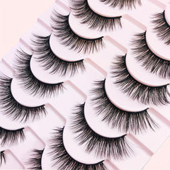 10 Pairs Faux Mink Reusable Curling Lashes Full Strip Silk Fiber Lashes