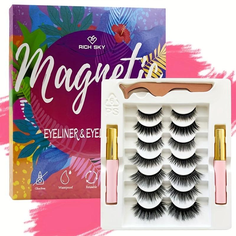 7 Pairs Magnetic Eyelashes 3D Reusable Natural Magnetic Eyelashes Kit