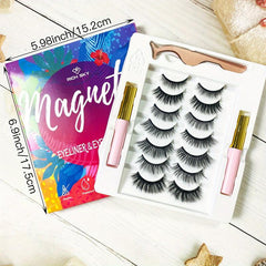 7 Pairs Magnetic Eyelashes 3D Reusable Natural Magnetic Eyelashes Kit