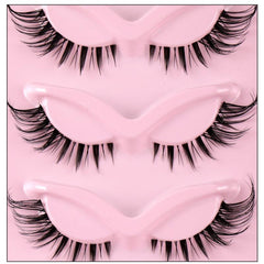 5 Pairs Cat Eye Lashes Natural Winged Clear Band Extension Manga Lashes