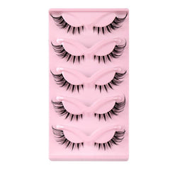 5 Pairs Cat Eye Lashes Natural Winged Clear Band Extension Manga Lashes