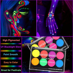Glow UV Light Face Paint Neon Colors Palette
