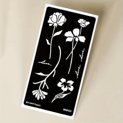 Floral Butterfly Feather Finger Wrist Body Temporary Tattoo
