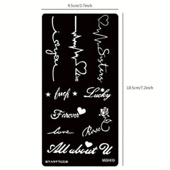 2 Sheets Hollow Juice Dye Paste Floral Feather Word Pattern Body Tattoo